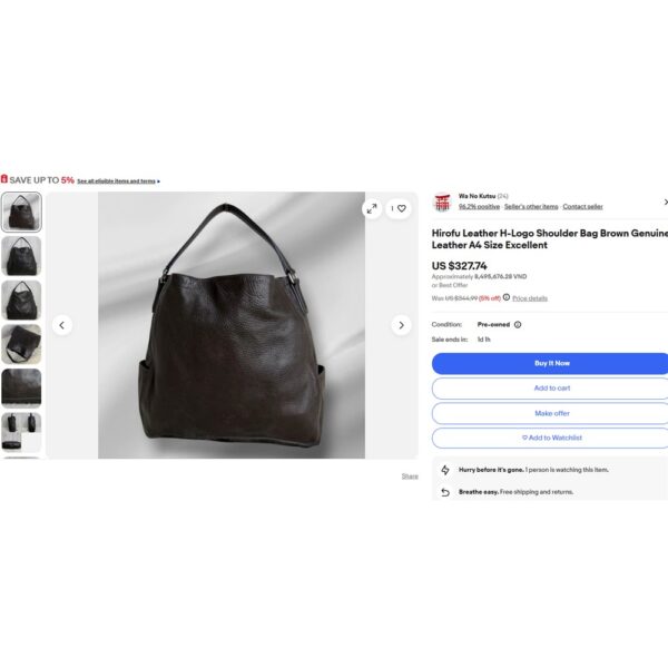 6526-Túi đeo vai/xách tay-HIROFU large hobo bag-Khá mới22