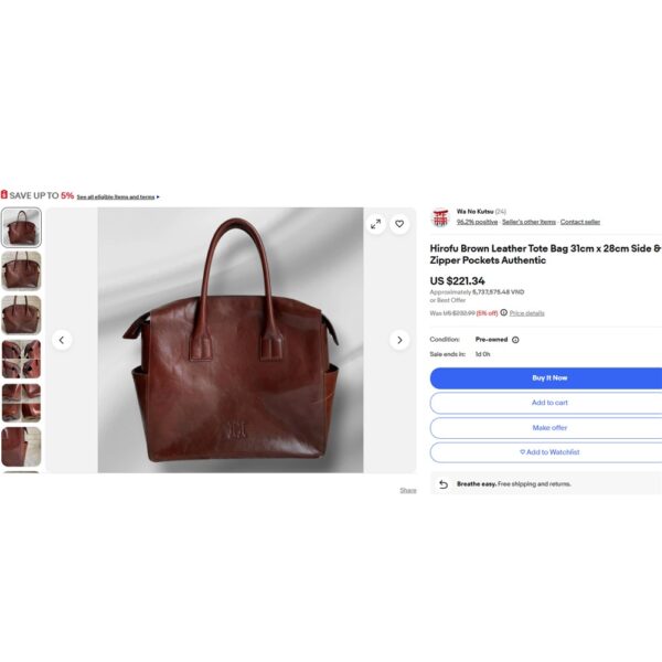 6524-Túi xách tay-HIROFU green cow leather tote bag-Đã sử dụng/Khá mới18