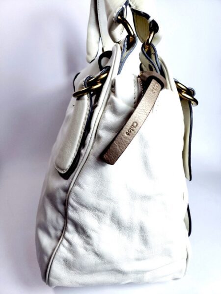 6532-Túi xách tay/đeo vai-CHLOE white leather Bay bag6