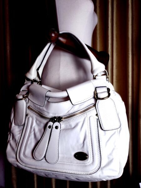 6532-Túi xách tay/đeo vai-CHLOE white leather Bay bag1