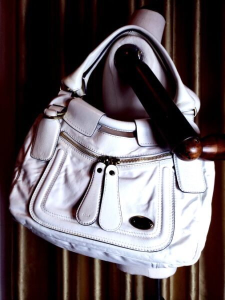6532-Túi xách tay/đeo vai-CHLOE white leather Bay bag2