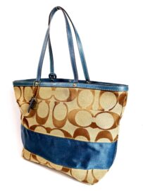 6542-Túi xách tay/đeo vai-COACH canvas blue tote bag
