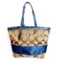 6542-Túi xách tay/đeo vai-COACH canvas blue tote bag3