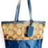 6542-Túi xách tay/đeo vai-COACH canvas blue tote bag6