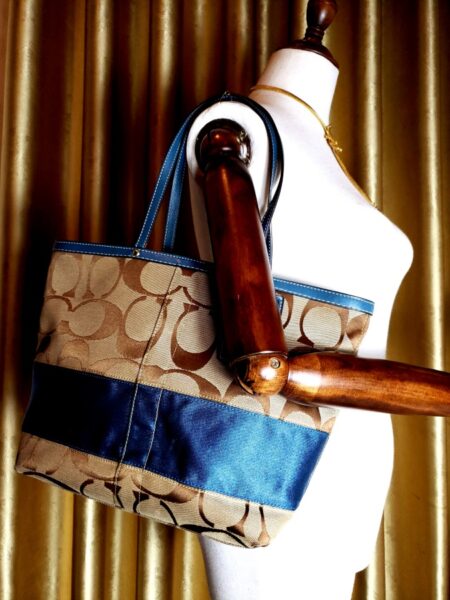 6542-Túi xách tay/đeo vai-COACH canvas blue tote bag2