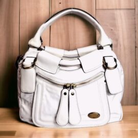 6532-Túi xách tay/đeo vai-CHLOE white leather Bay bag