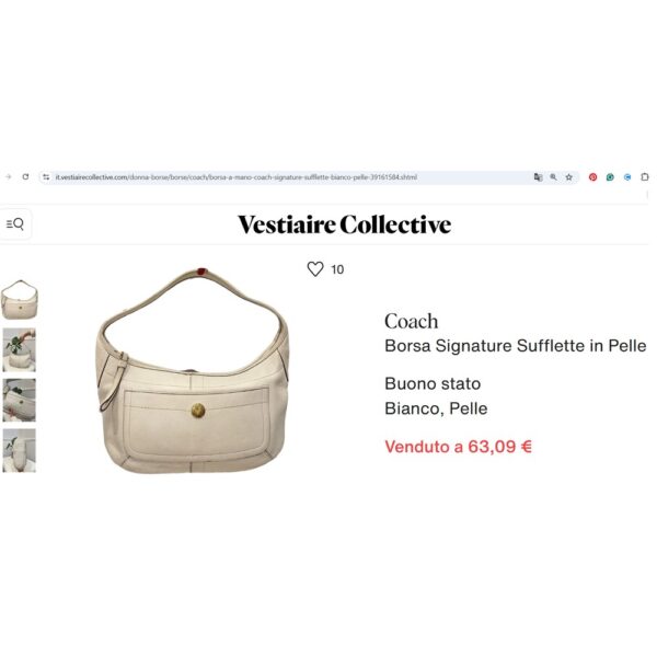 6544-Túi xách tay/đeo vai-COACH white leather hobo bag-Đã sử dụng/Khá sạch22