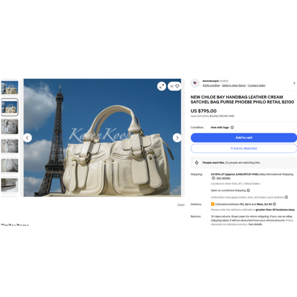 6532-Túi xách tay/đeo vai-CHLOE white leather Bay bag-Đã sử dụng/Khá mới27