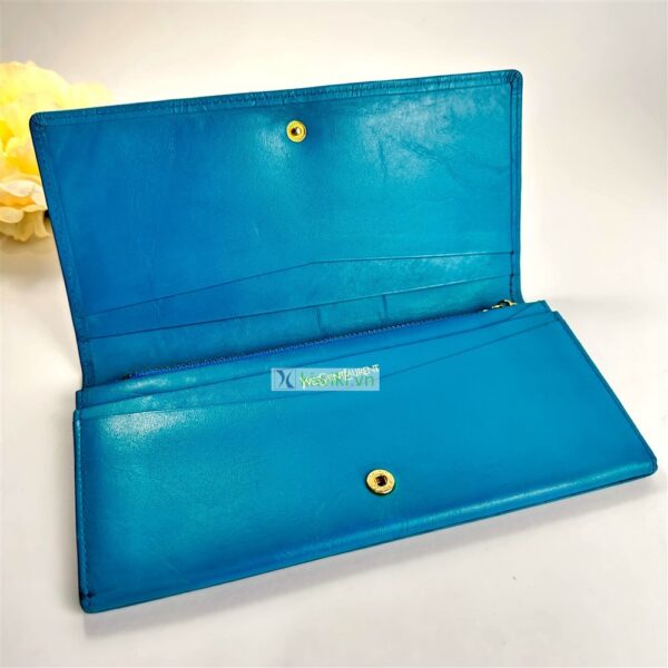 7010-YVES SAINT LAURENT turquoise blue wallet-Ví dài nữ-Đã sử dụng1