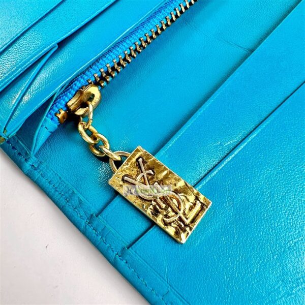 7010-YVES SAINT LAURENT turquoise blue wallet-Ví dài nữ-Đã sử dụng7