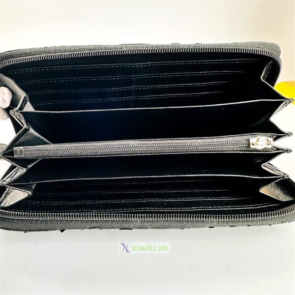 7025-Ví dài nữ-Python black leather round zipper long wallet-Mới 100%/Chưa sử dụng2