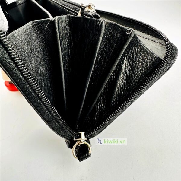 7025-Ví dài nữ-Python black leather round zipper long wallet-Mới 100%/Chưa sử dụng4