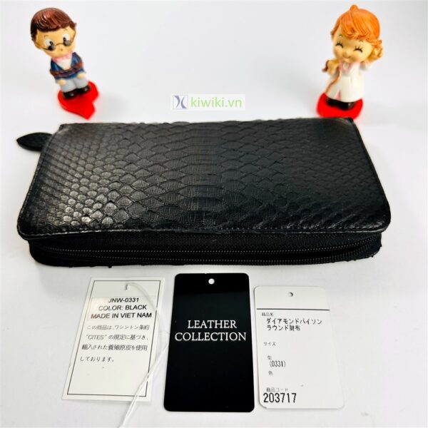 7025-Python black leather round zipper long wallet-Ví dài nữ-Mới 100%7