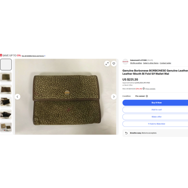 7021-Ví chữ nhật nữ/nam-BORBONESE rectangular leather vintage wallet-Khá mới8