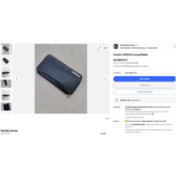 7009-Ví dài nữ/nam-CARTIER Santos Round zipper wallet-Gần như mới14