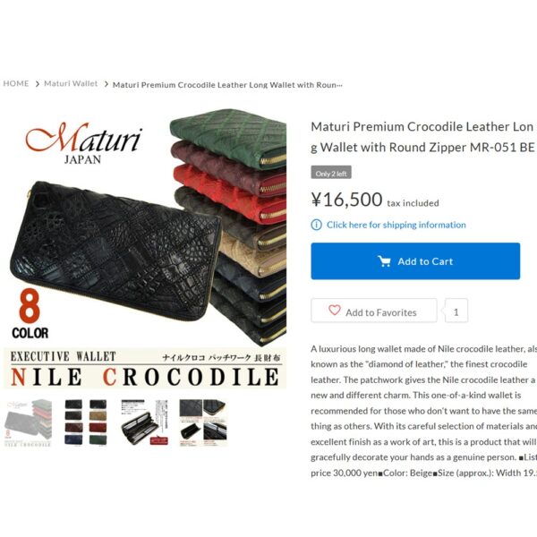 7002-MATURI Japan crocodile long wallet round zipper-Ví dài nữ-Như mới10