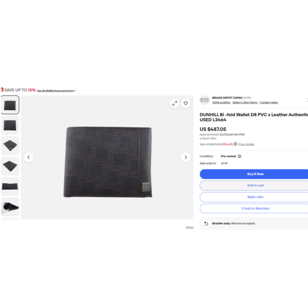 7011-Ví vuông nam-DUNHILL PVC leather men’s wallet-Khá mới/Chưa sử dụng12