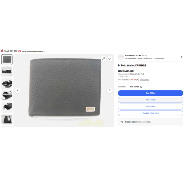 7012-Ví vuông nam-DUNHILL P410 leather men’s wallet-Như mới10