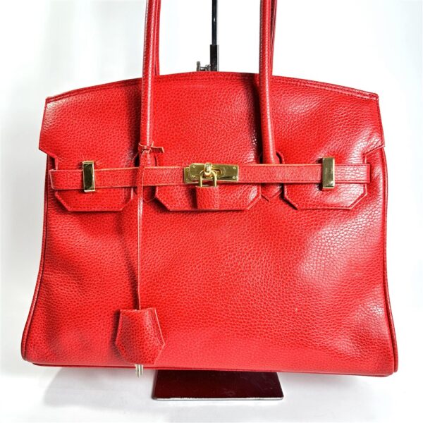 5208-Túi đeo vai/xách tay-Birkin style red leather bag3