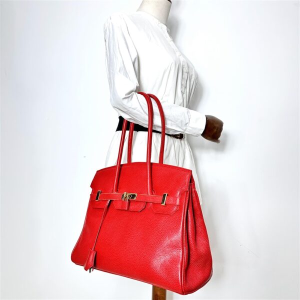 5208-Túi đeo vai/xách tay-Birkin style red leather bag2