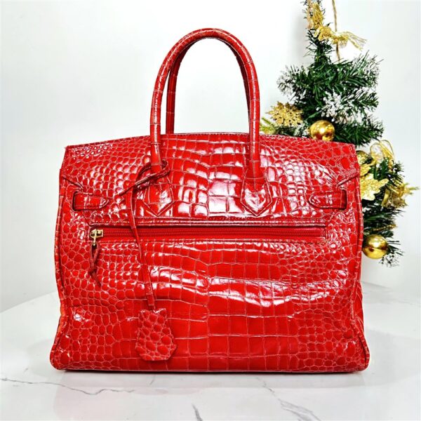 5212-Túi xách tay-CAMELLIA ART crocodile embossed Birkin style handbag5