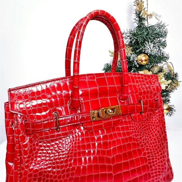 5212-Túi xách tay-CAMELLIA ART crocodile embossed Birkin style handbag7