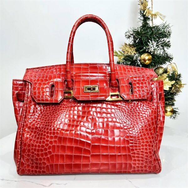 5212-Túi xách tay-CAMELLIA ART crocodile embossed Birkin style handbag3