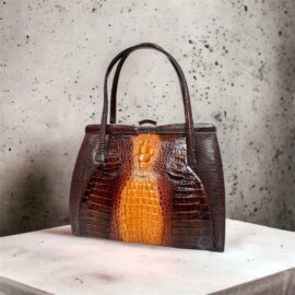 5211-Túi xách tay-Vintage crocodile leather handbag