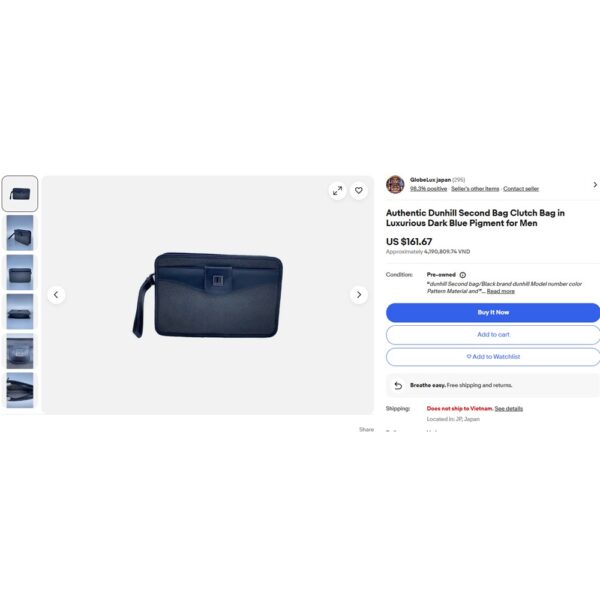 5223-Túi cầm tay-DUNHILL Gray PVC & Leather Clutch-Đã sử dụng14