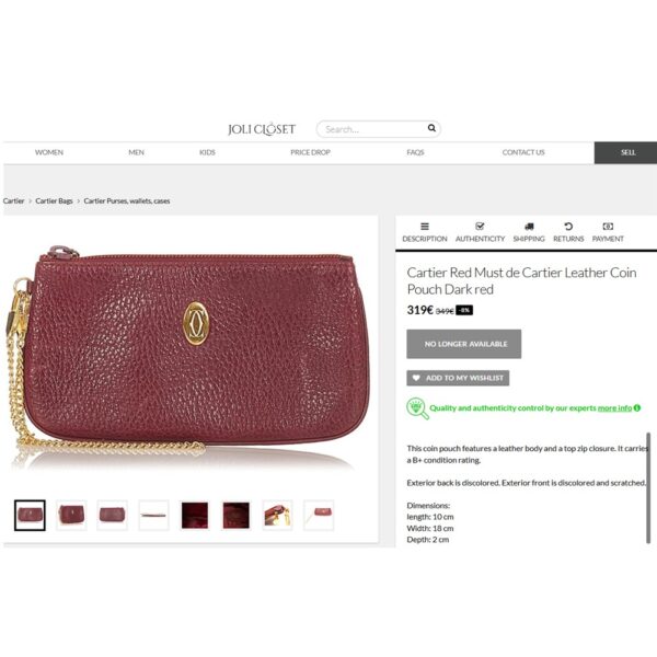 5226-Ví nhỏ mỏng-CARTIER Purse Bordeaux Thin Wallet-Khá mới7