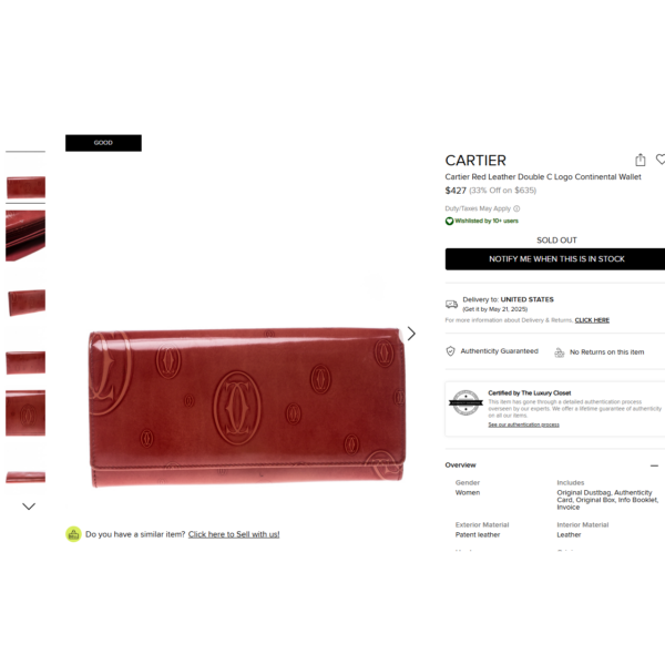 5228-Ví dài nữ-CARTIER Happy Birthday Rose Calf Leather Wallet-Khá mới18