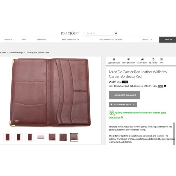 7028-Ví dài nam/nữ-CARTIER boudeaux leather wallet-Đã sử dụng10