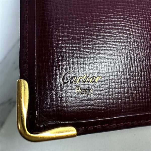 5254-CARTIER Burgundy Leather Bifold Long Wallet-Ví dài nữ/nam-Đã sử dụng6