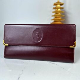 5255-CARTIER Burgundy Leather Bifold Long Wallet-Ví dài nữ-Đã sử dụng