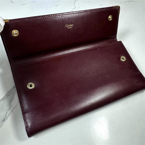 5255-CARTIER Burgundy Leather Bifold Long Wallet-Ví dài nữ-Đã sử dụng5