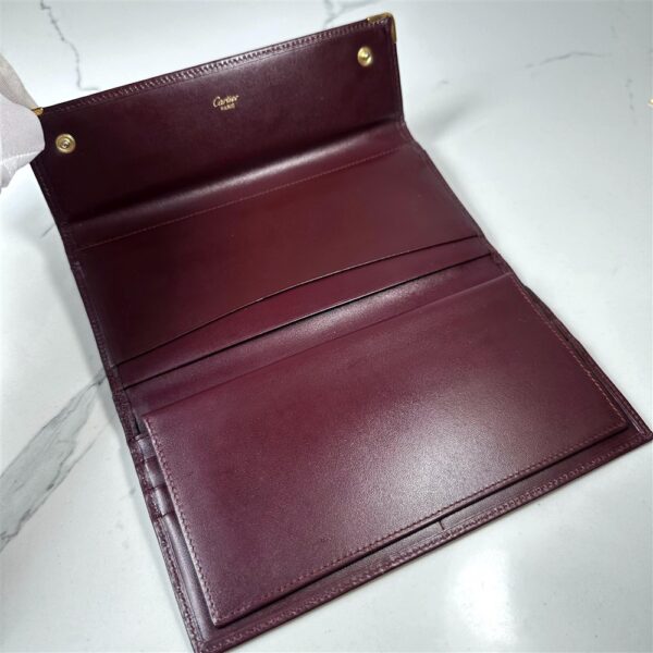 5255-CARTIER Burgundy Leather Bifold Long Wallet-Ví dài nữ-Đã sử dụng6