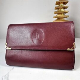 5258-Ví nữ/nam-CARTIER burgundy leather compact wallet
