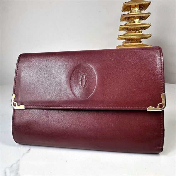 5258-Ví nữ/nam-CARTIER burgundy leather compact wallet0