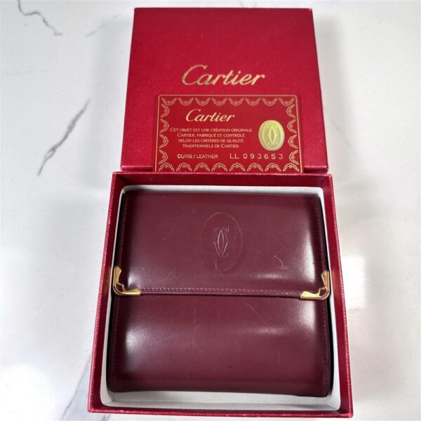 5260-Ví nam/nữ-CARTIER bordeaux must line tri-fold leather wallet-Đã sử dụng10
