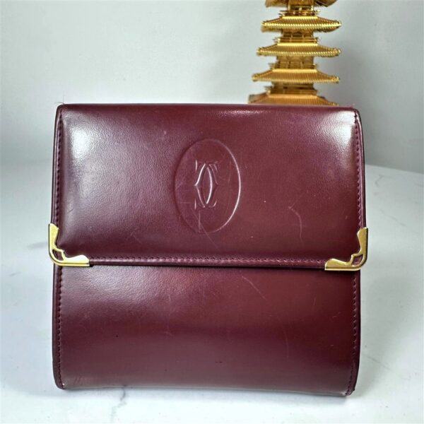 5260-Ví nam/nữ-CARTIER bordeaux must line tri-fold leather wallet0