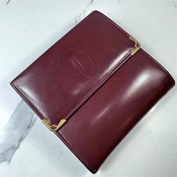5260-Ví nam/nữ-CARTIER bordeaux must line tri-fold leather wallet-Đã sử dụng1