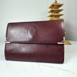 5259-Ví nữ/nam-CARTIER burgundy leather compact wallet-Khá cũ