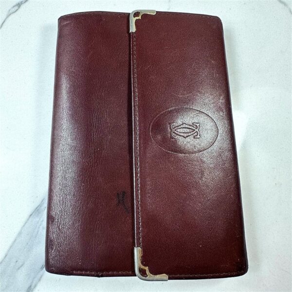 5259-Ví nữ/nam-CARTIER burgundy leather compact wallet-Khá cũ1