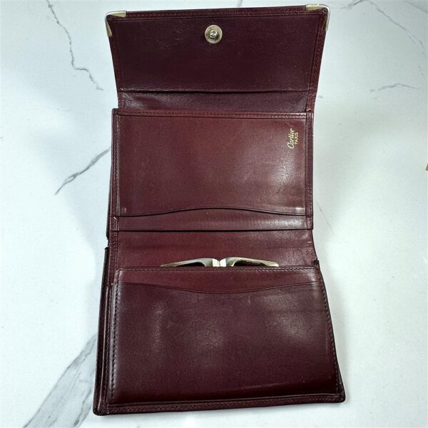 5259-Ví nữ/nam-CARTIER burgundy leather compact wallet-Khá cũ5