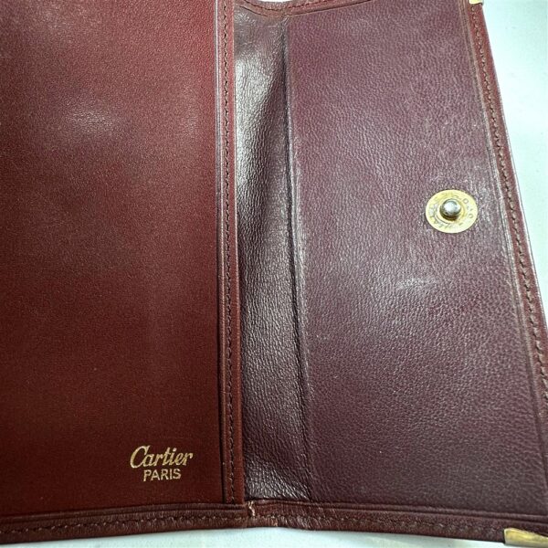 5259-Ví nữ/nam-CARTIER burgundy leather compact wallet-Khá cũ6