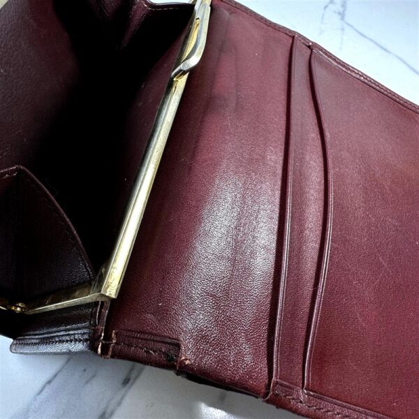 5259-Ví nữ/nam-CARTIER burgundy leather compact wallet-Khá cũ11