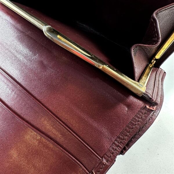 5259-Ví nữ/nam-CARTIER burgundy leather compact wallet-Khá cũ12