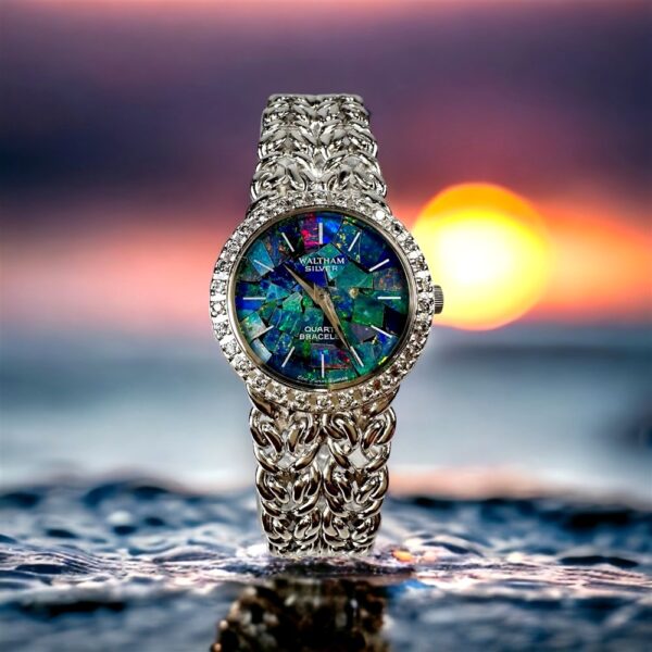 2130-Đồng hồ nữ-WALTHAM Silver 925 Diamond Bracelet Watch0