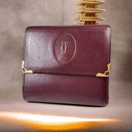 5262-Ví nam/nữ-CARTIER bordeaux must line tri-fold leather wallet-Đã sử dụng