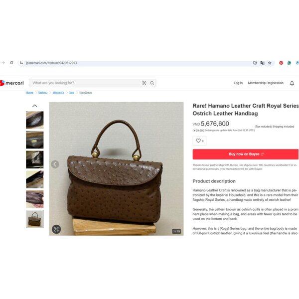 5242-Túi xách tay-ESTE Paris Ostrich handbag-Đã sử dụng/Khá mới10